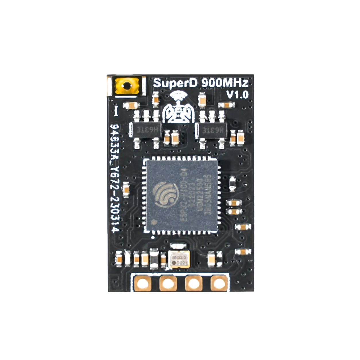 透明背景的 SuperD 900MHz V1.0 接收机电路板